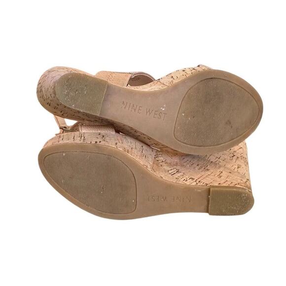 Nine West Women's Cork Wedge Sandals tan Size 6M Casual Summer - Picture 7 of 9